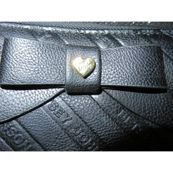 Betsey Johnson Luv Betsey Black Leather Bow Embellished Full Zip Wallet Wristlet - Picture 3 of 7